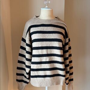 Classic Black and Tan Striped Women's Sweater